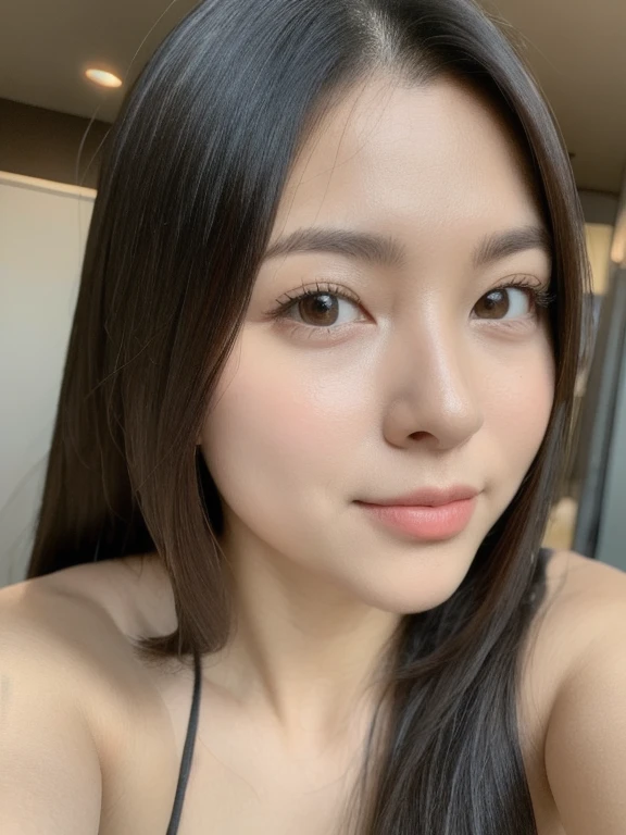 (realistic、masterpiece、Best Quality、8K、highres、high resolution:1.3)、1 girl、Huge breasts、white bikini、looking at viewers、super fine face and eyes、long hair、 upper body、