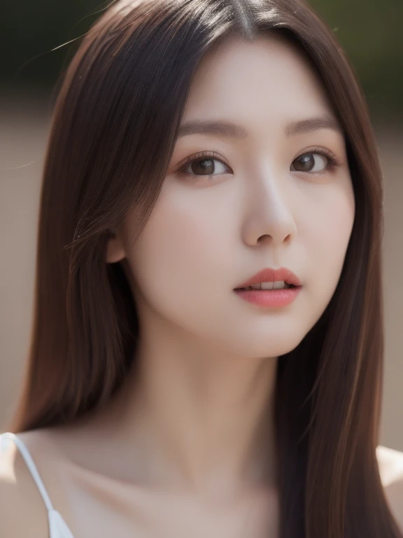 (realistic、masterpiece、Best Quality、8K、highres、high resolution:1.3)、1 girl、Huge breasts、white bikini、looking at viewers、super fine face and eyes、long hair、 upper body、