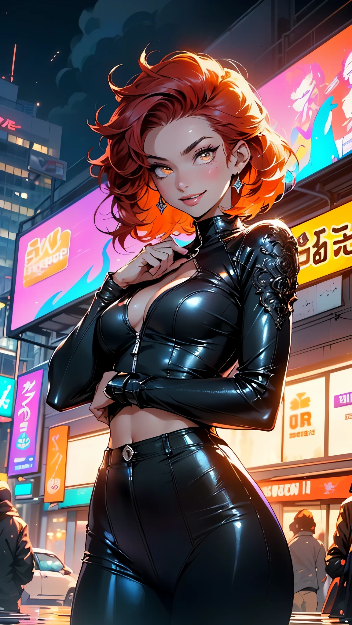 man:1.5,1 man,thief man,(((1man))),((man with stylish short hair)),
(((1male,man:1.5,handsome man,male,male gender:1.5,male focuacho man,
((short red hair,detailed hair,highly detailed hair,red hair,dyed interior hair,colored inner hair)),(((lustrous skin:1.5,tanned skin,bright skin: 1.5,skin tanned,shiny skin,very shiny skin,shiny body,illuminated skin))),(((orange_eyes:1.2))),intricate eyes,beautiful detailed eyes,symmetrical eyean chest)),handsome face,((muscular)),(((detailed face))),
alluring look,nsfw,
(((bare chest))),elegant white pants,((bulge in pants)),((elegant thief outfit)),(wearing a elegant thief outfit:1.3,thief clothes),((wet clothes,intricate outfit,intricate clothes)),
(dynamic pose:1.0),solo focus,((evil smile,evil look)),(centered,scale to fit dimensions,Rule of thirds),
cyberpunk city by the ocean at night, with bright neon signs and dark stormy clouds and puddles, scenery:1.25,nighttime, starry night, cosmos,Very dark night that makes the neon lights stand out, very bright neon lights,nighttime, starry night, cosmos,
highres, sharp focus, (ultra detailed, extremely detailed), (photorealistic artwork:1.37),(extremely detailed CG unity 8k wallpaper),((synthwave background theme)),(((vibrant colors))),(intricate background),(masterpiece),(best quality),