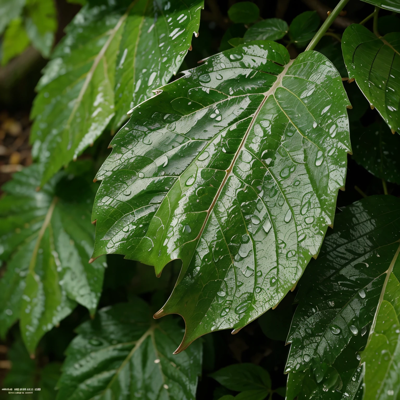 painting,Realism,Leaves,After the rain,dew,clear-cut,colorful,close up,beautiful,HD wallpapers,highest quality,Han Meilin style,HD,