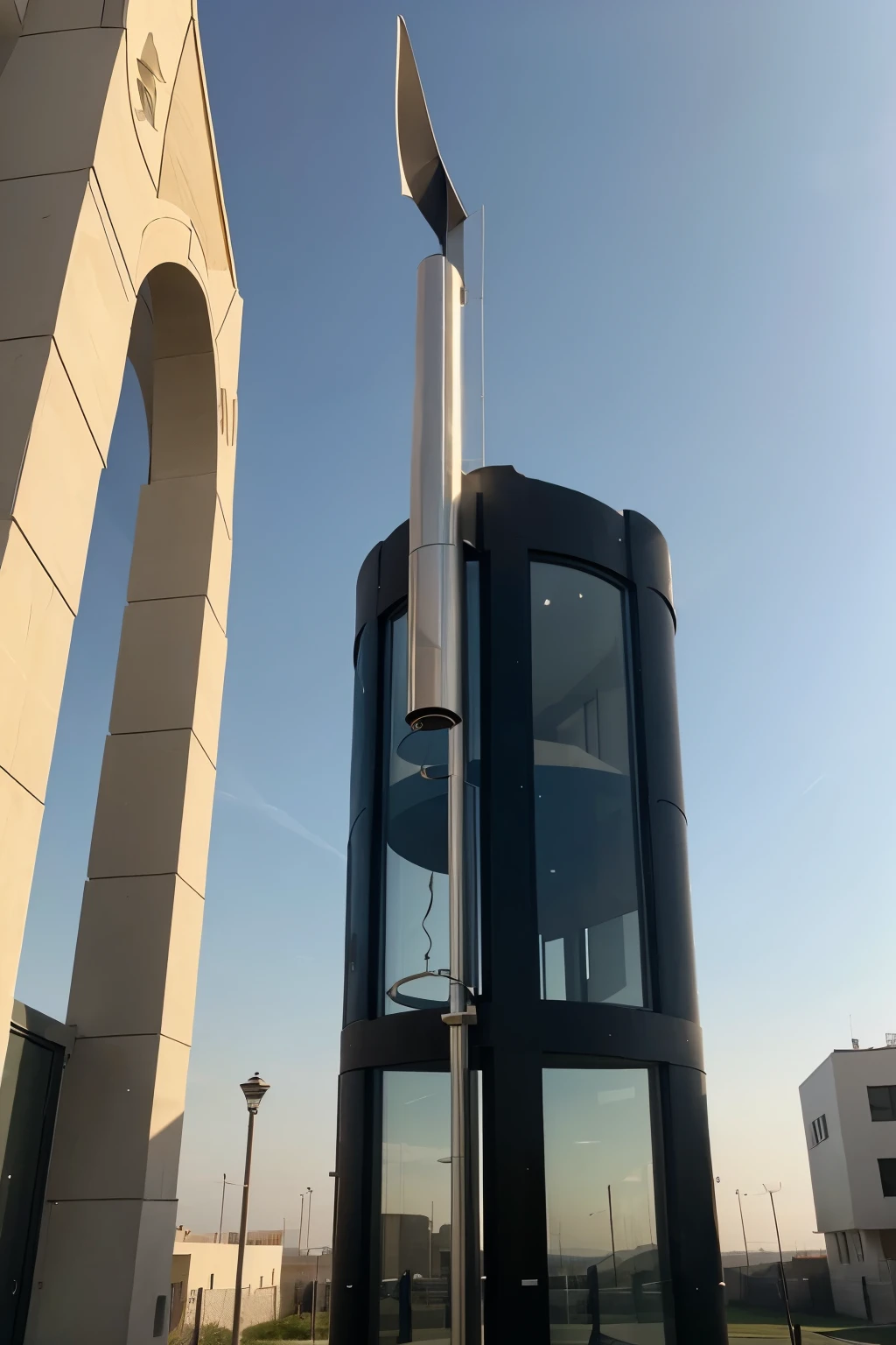 create a wind catcher inspired by Iranian wind catcher Buildings for contemporary buildings in the UK. It should be able to change the height of it. windcatcher is like a tall chimney