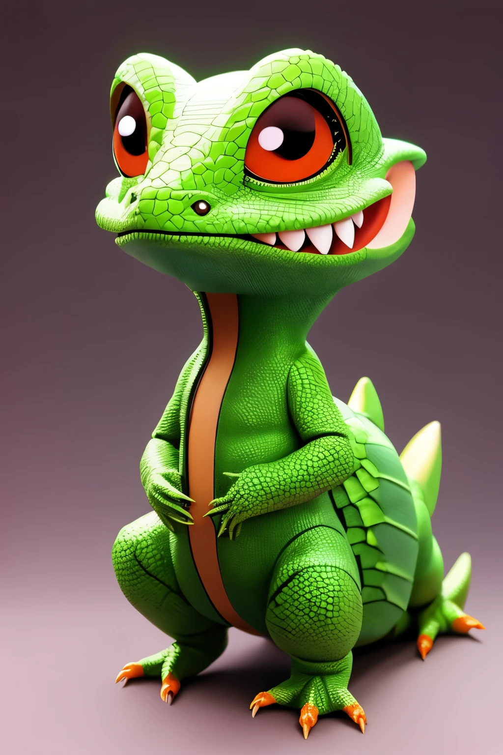 anime、Chibi girl wearing a deformed lizard costume、cute pose、Take a photo from the side、laughter