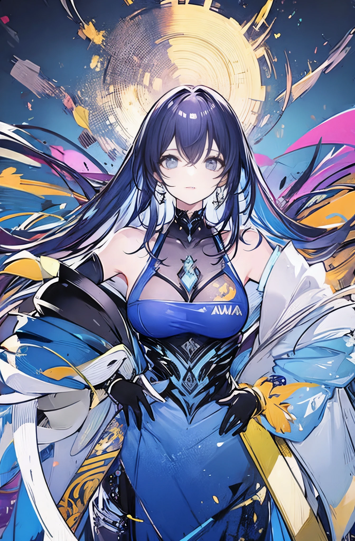 Blue patterned shoulder armor