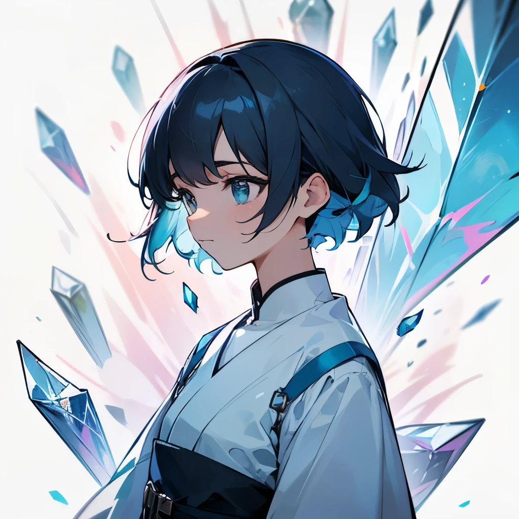 Aquamarine、intelligent、brave、Crystal clear blue、calmness、Youth、personification、Upper body