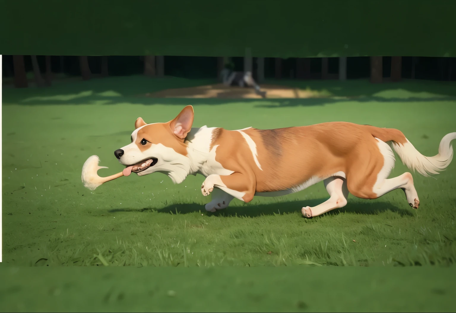 there is a dog that is running with a Bone in its mouth, she has beautiful Bone structure, extra Bones, exposed Bone, Bones, Bone, Boney, Bone to Bone, Bones joints, a big one, canines sports photo, Bones lying on the ground, real picture, backBone, protruding Bones, a small, chew, fleshy Bones