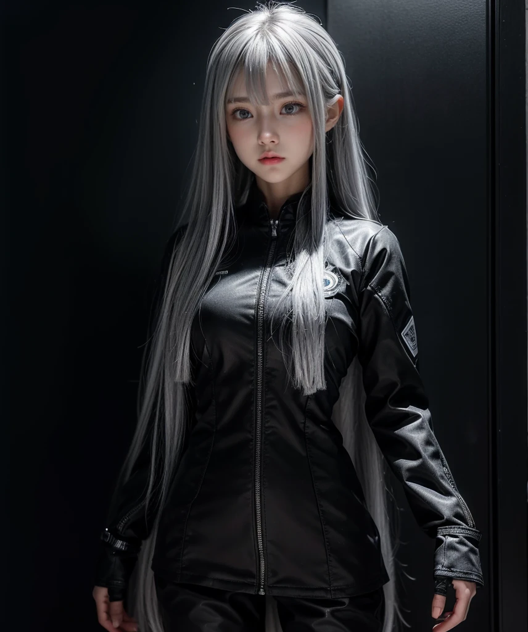 {{bangs}},shiny hair,4 fingers,{{{{{silver eyes}}}}},{{{{{silver hair}}}}},{long hair},{{straight hair}},gloves,black clothes,black army suit,{army},{{{{{dull bangs}}}}},Hard hair,(slanted eyes},{{whole body},{{{1 girl}}}, {{{{silver hair}}}},{{{Tsurime}}},36 years old,white people,silver eyes,thin,{{{masterpiece}}}, {{{highest quality}}}, {{Super detailed}}, {shape}, {{very delicate and beautiful}},very detailed,detailed perfect,detailed hyper,armyまたは海armyの制服