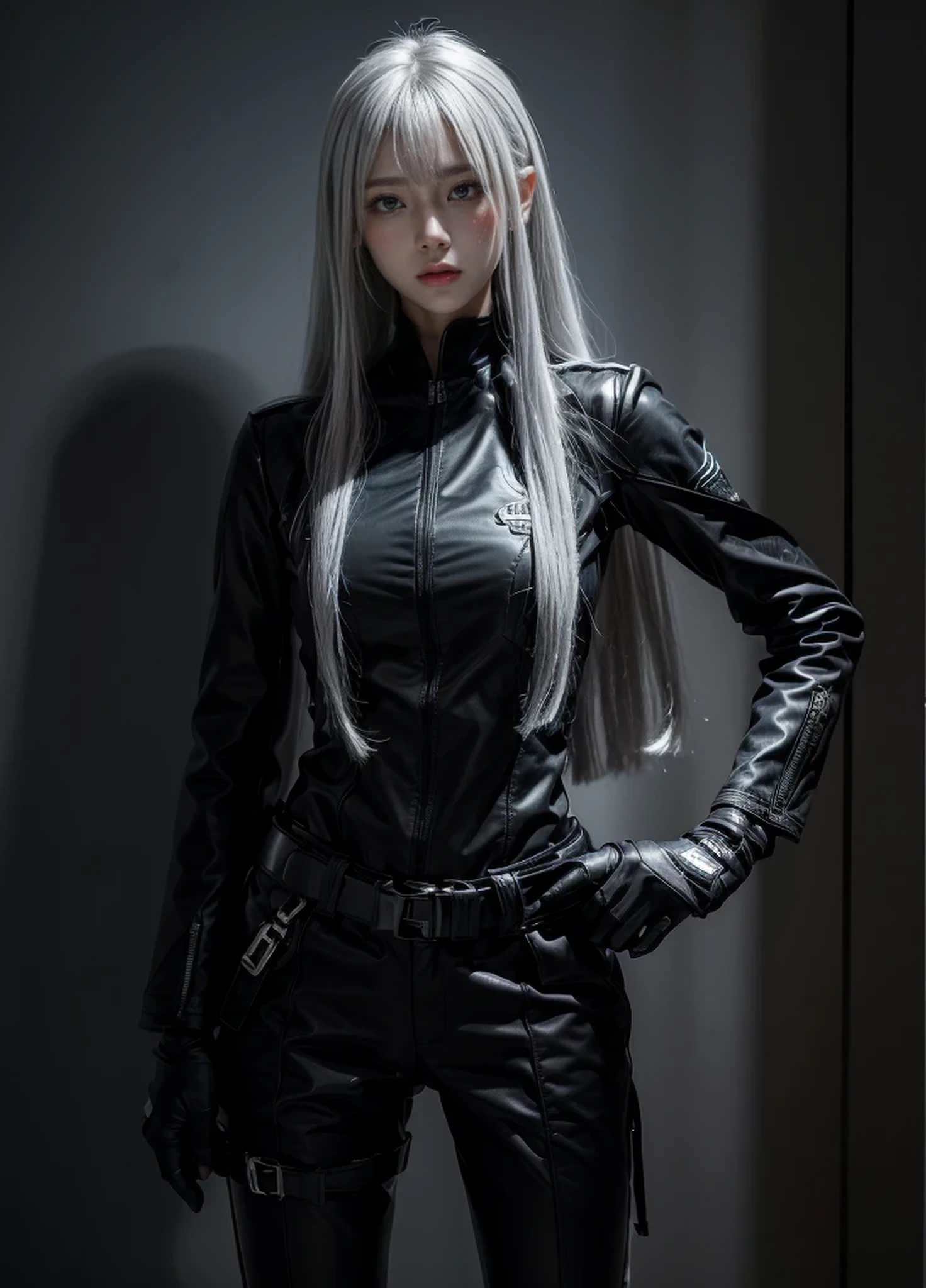 {{Grell}},shiny hair,4 fingers,sharp gaze,{{{{{White eyes}}}}},{{{{{White eyes}}}}},{long hair},{{straight hair}},black gloves,black clothes,black army suit,{army},{{{{{dull bangs}}}}},Hard hair,(slanted eyes},{{whole body},{{{1 girl}}}, {{{{silver hair}}}},{{{Tsurime}}},36 years old,white people,silver eyes,thin,{{{masterpiece}}}, {{{highest quality}}}, {{Super detailed}}, {shape}, {{very delicate and beautiful}},very detailed,Detailed completeness,detailed hyper,army服,{{bangs}},{{Fishing eyes}}