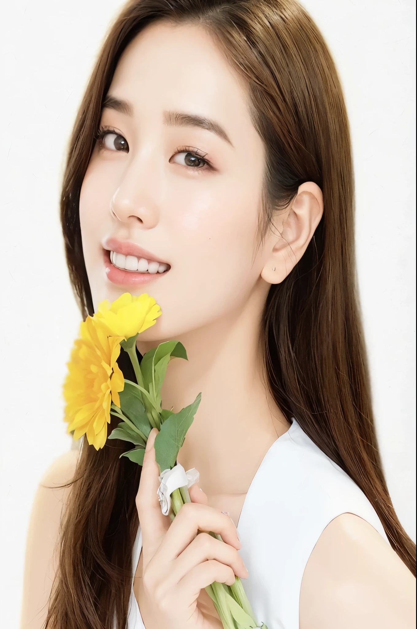 hay una mujer sosteniendo una flor amarilla en la mano, Hye Kyo song, bae suzy, hermosa mujer surcoreana, linda actriz coreana, actriz femenina de corea, Hwang se - es, heonhwa choe, hermosa joven coreana, arte tradicional, hermosa joven coreana, lee ji-eun, lee ji - eun, Gongbi