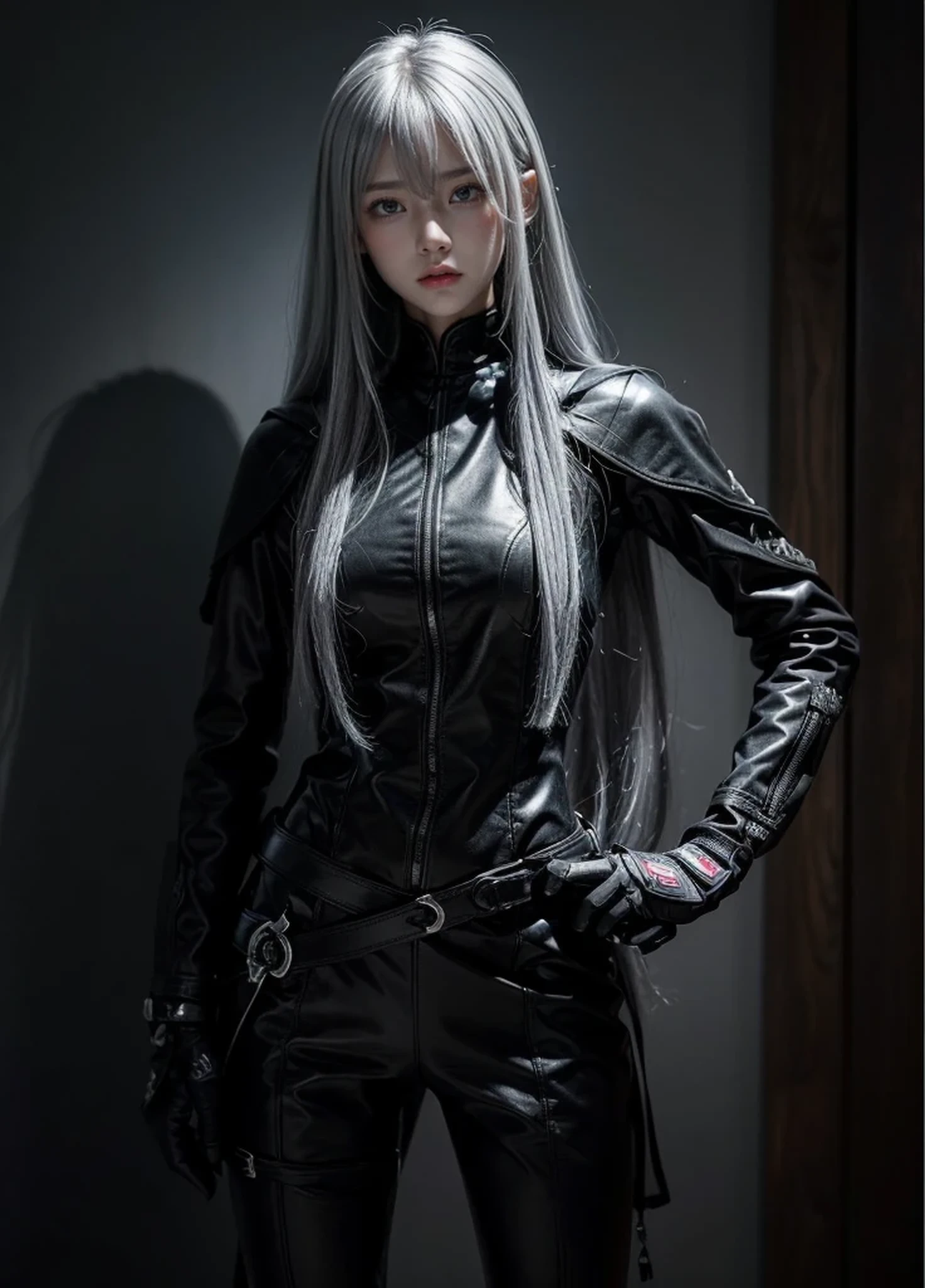 {{Grell}},shiny hair,4 fingers,sharp gaze,{{{{{White eyes}}}}},{{{{{White eyes}}}}},{long hair},{{straight hair}},black gloves,black clothes,black military suit,{military},{{{{{dull bangs}}}}},Hard hair,(slanted eyes},{{whole body},{{{1 girl}}}, {{{{silver hair}}}},{{{Tsurime}}},36 years old,white people,silver eyes,thin,{{{masterpiece}}}, {{{highest quality}}}, {{Super detailed}}, {shape}, {{very delicate and beautiful}},very detailed,Detailed completeness,detailed hyper,military服,{{bangs}},{{Fishing eyes}},black cloak