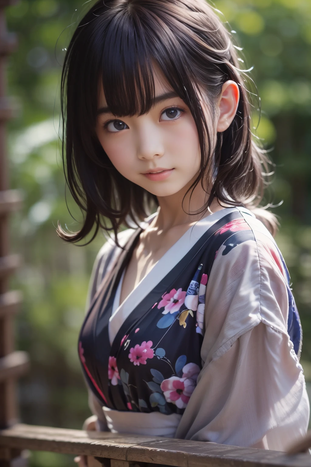 Best Quality, Focus, Soft Light, Black Hair, (Japanese)), (Blouse), (((Front, Young Face))), (Depth of Field), Ultra High Resolution, (Realistic: 1.4), RAW Photo, Upper Body