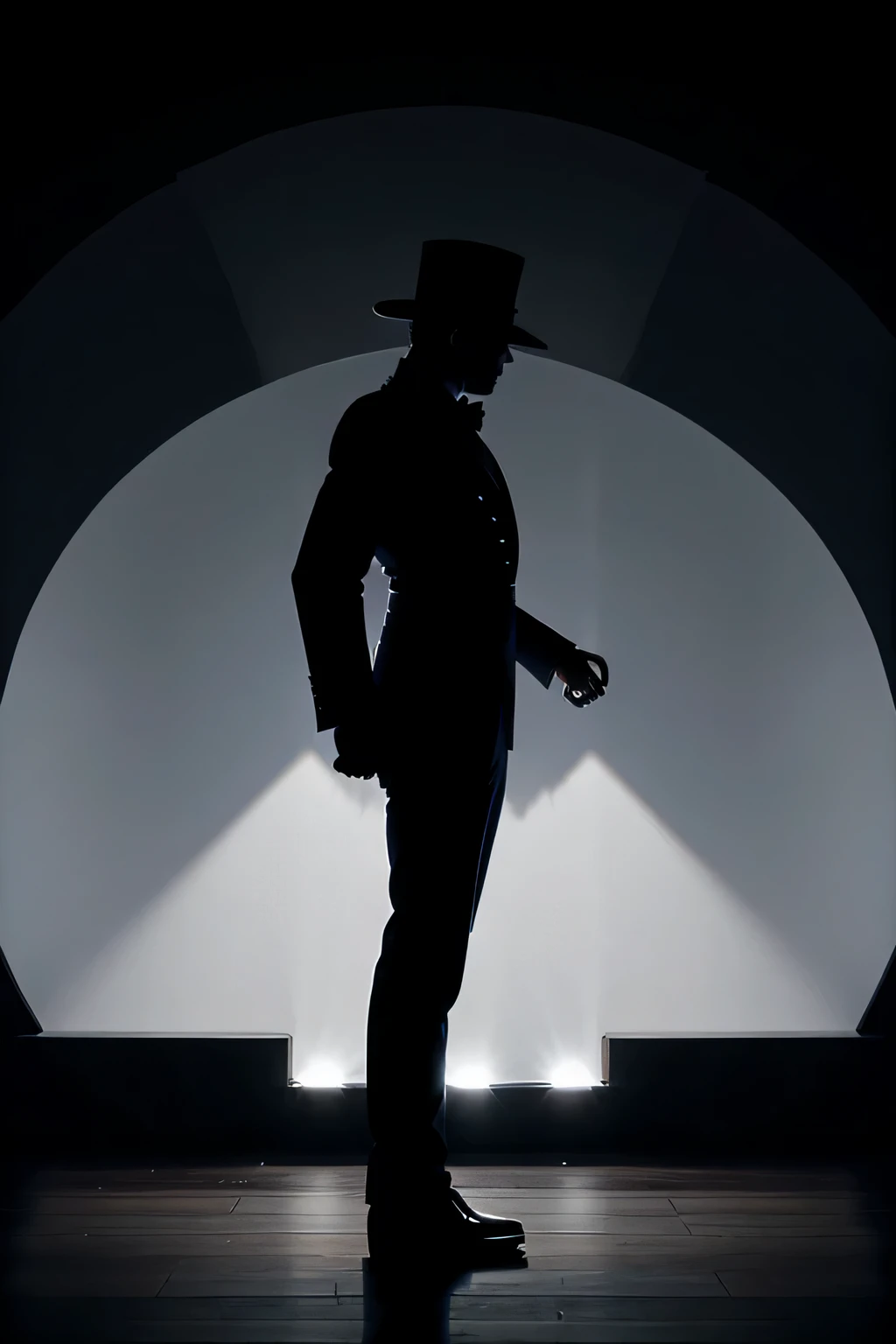 showman logo, based on the silhouette of a showman with a microphone in his hand