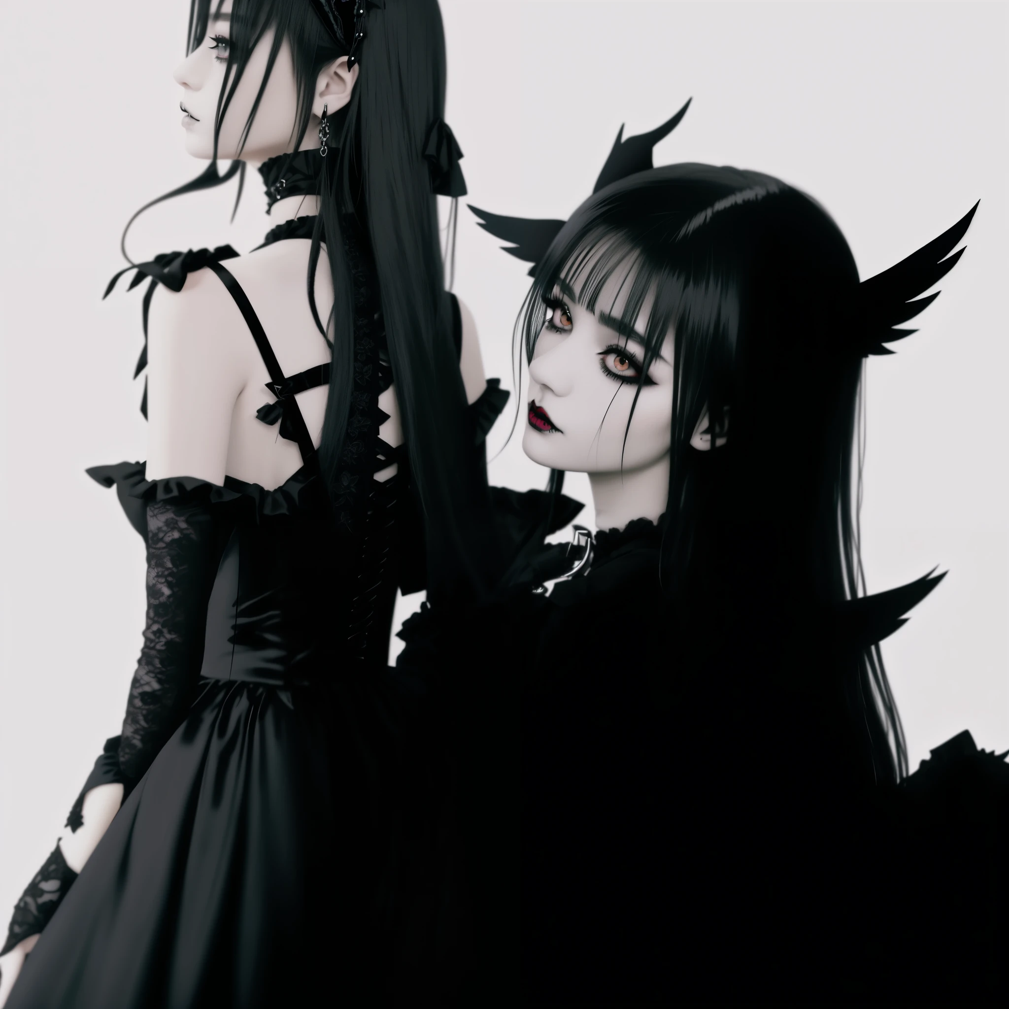 Gothic woman dressed in black holding a black lace glove, cruel korean gothic girl, 1 7 year old anime gothic girl, portrait of a gothic catgirl, the villain has black angel wings, pale gothic beauty, pelo negro orejas de gato negro, wearing gothic accessories, 1 7 year old gothic girl, dreamy gothic girl, gothic aesthetic, sakimichan