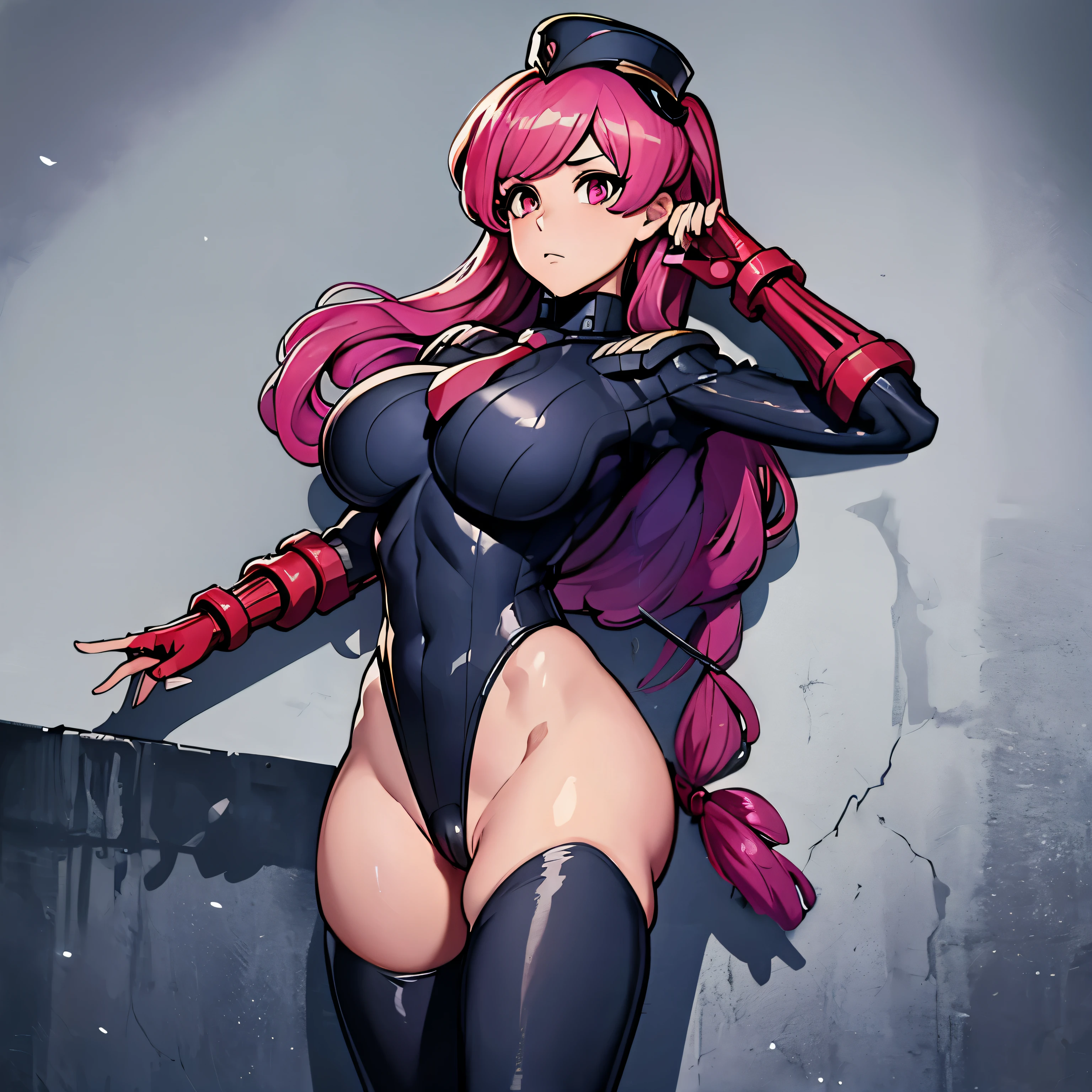 pink hair, long hair, bow, arrow, weapon