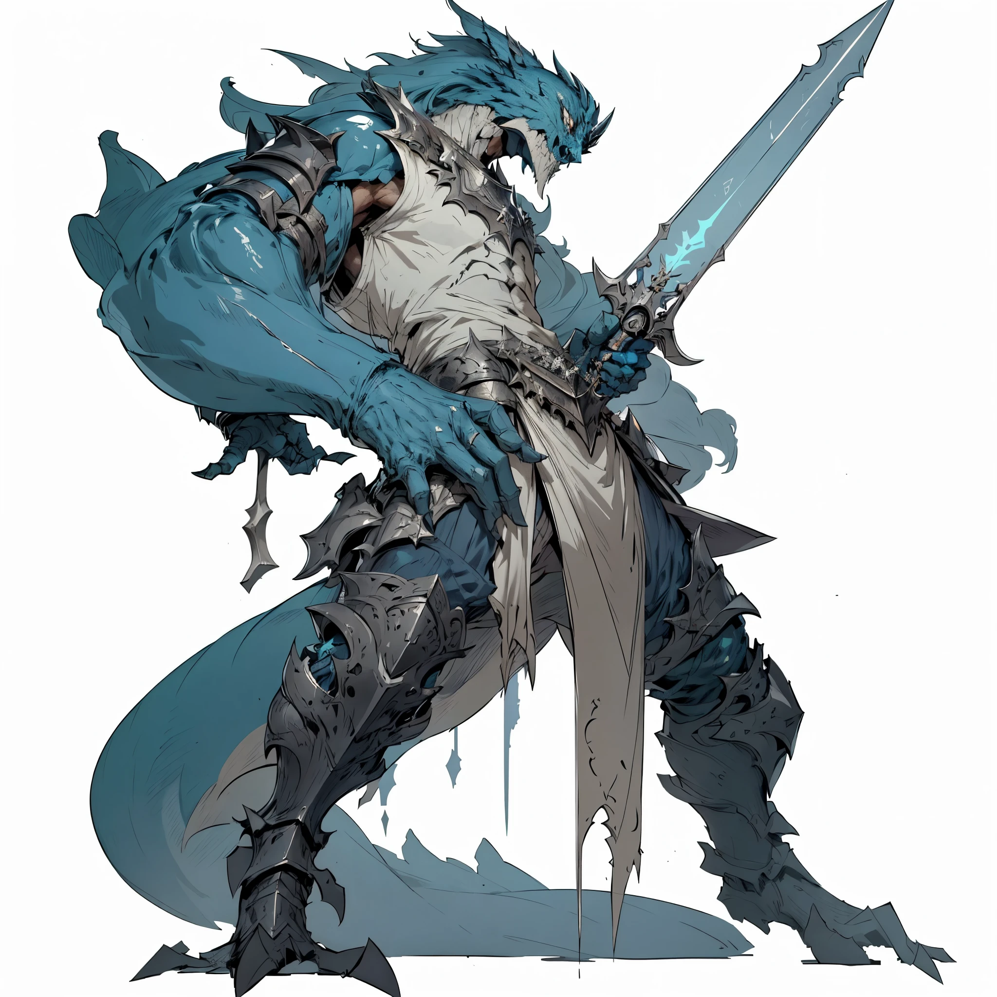 anime character with sword and armor standing in front of a white background, great character design, design de personagem interessante, artorias, De Arknights, com espada grande, Like a badass monster hunter, arknights, Arte conceitual 2D, ( ( arte conceitual do personagem ) ), fantasy magic concept art 2d, estilo de arte das almas escuras, arte de design de personagens, design de personagens de alta qualidade