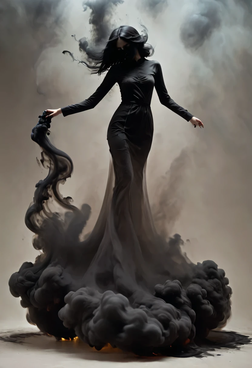 bailing_darkness，a girl made of black smoke，1girl