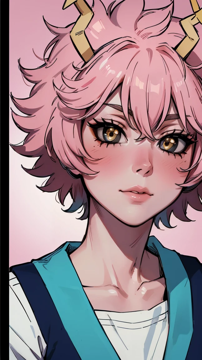(best quality:1.3), (4k quality), 1 mature woman, Mina Ashido by boku no hero, school uniform, ((Detailed face)), (blush),