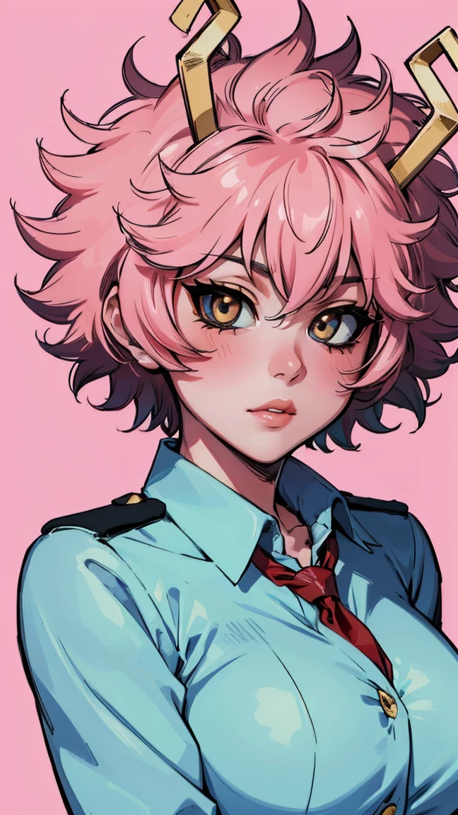 (best quality:1.3), (4k quality), 1 mature woman, Mina Ashido by boku no hero, school uniform, ((Detailed face)), (blush),