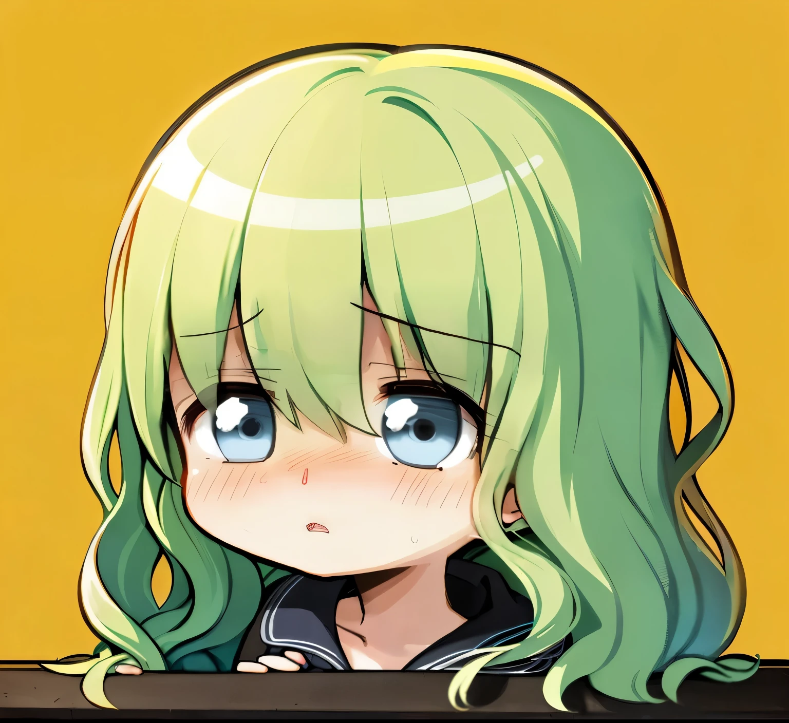 (half closed eyes:1.2), (narrow eyes), embarrassed, shy, (bashful:1.1), blue eyes