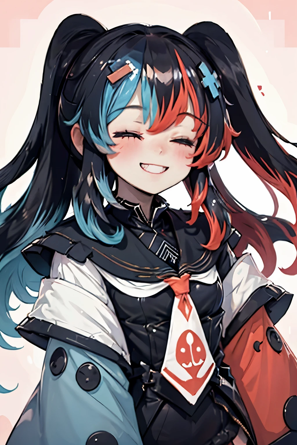 Highly detailed, High Quality, Masterpiece, beautiful, 1girl, solo, SwitchchanOutfit, (HeadpatPOV:1.5), headpat, pov, smile, bright smile, head tilt, closed eyes, happy, blush,