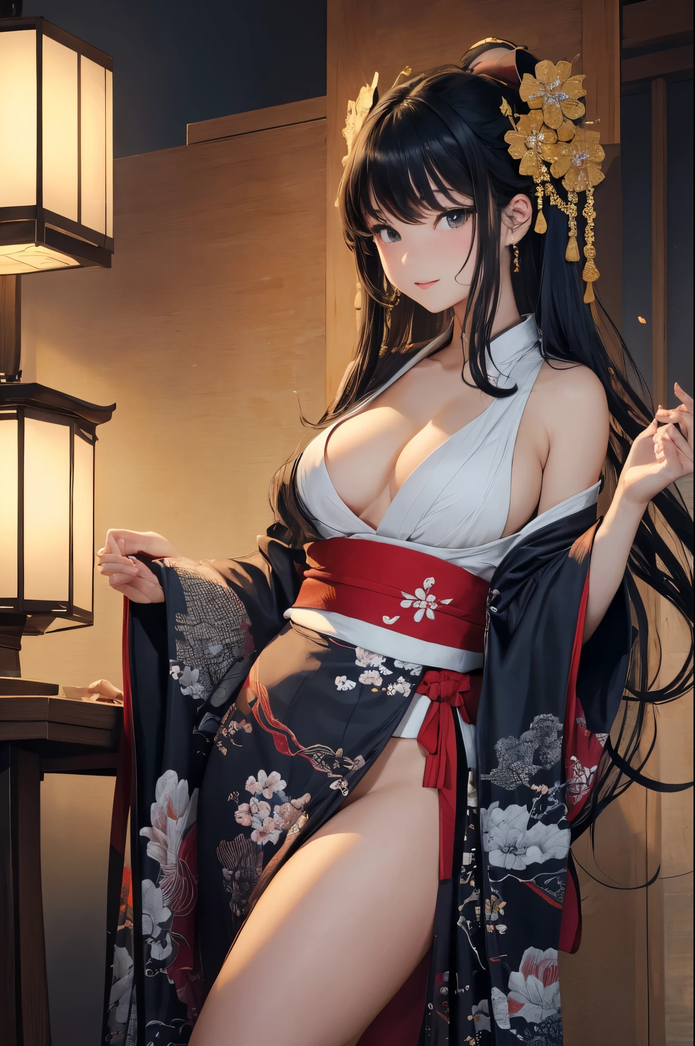 Umalinda warrior sexy, pretty face, Delicious Company, Alluring figure, Wearing a sexy open kimono. The artwork is created in a medium reminiscent of Japanese ink paintings....., 具有大胆的笔触和Monochromatic color palette. artist'Masterful technique reveals the intensity and power of the image'sense of presence,with the highest quality, Perfectly capture every detail with ultra-high resolution. Textures and intricate patterns on kimonos are rendered with extreme precision. Lighting is carefully designed,Enhance drama, Features deep shadows and subtle highlights. General, The artwork exudes elegance and power, Combining traditional Japanese aesthetics with a modern feel. Monochromatic color palette, Combine details, Create captivating and immersive experiences for your audience.