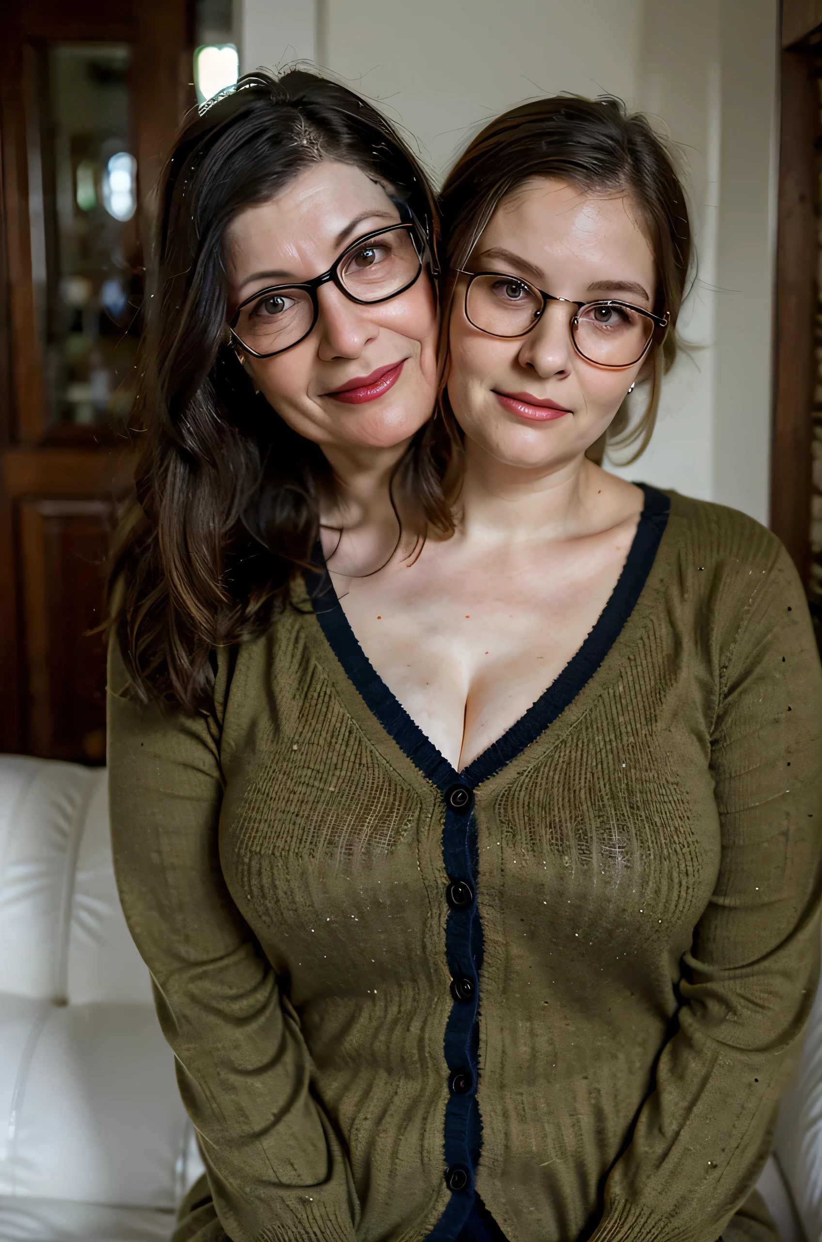 mom, age 55, bookish, glasses, intelligent, healthy skin, loving,
