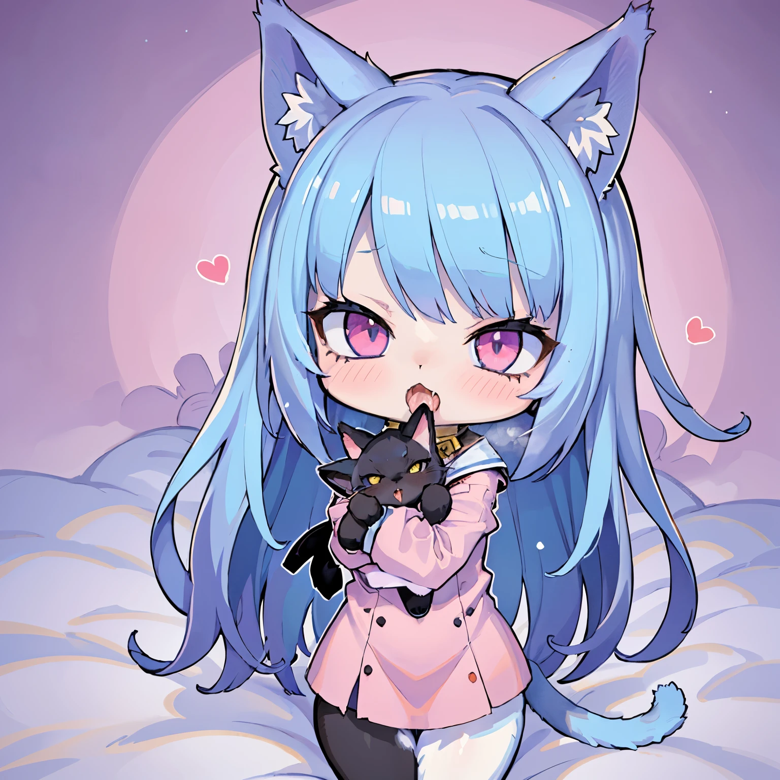 (AHEGAO) anime girl with blue hair and cat ears holding a black cat, cute anime catgirl, anime catgirl, anime moe artstyle, anime girl with cat ears, holo is a wolf girl, cute!! chibi!!! catgirl, beautiful anime catgirl, nekomimi, very beautiful anime cat girl, anime cat, holo if a wolf girl (NSFW)