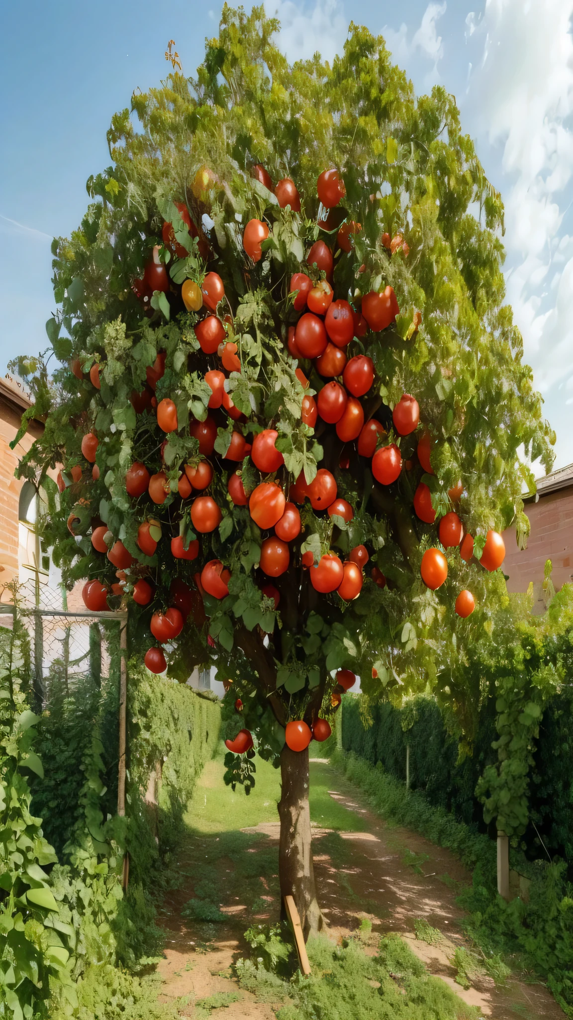There is a tree,There are many ripe tomatoes growing on it, fruit trees, with fruit trees, The trees in the garden are full of fruits, money tree, a beautiful tree, Idyllic fertile land, all growing in a huge, 苹fruit trees, author:Carl Walker, ❤🔥🍄🌪, Pomegranate, Pomegranate, incredibly beautiful, Tomatoes hanging from branches