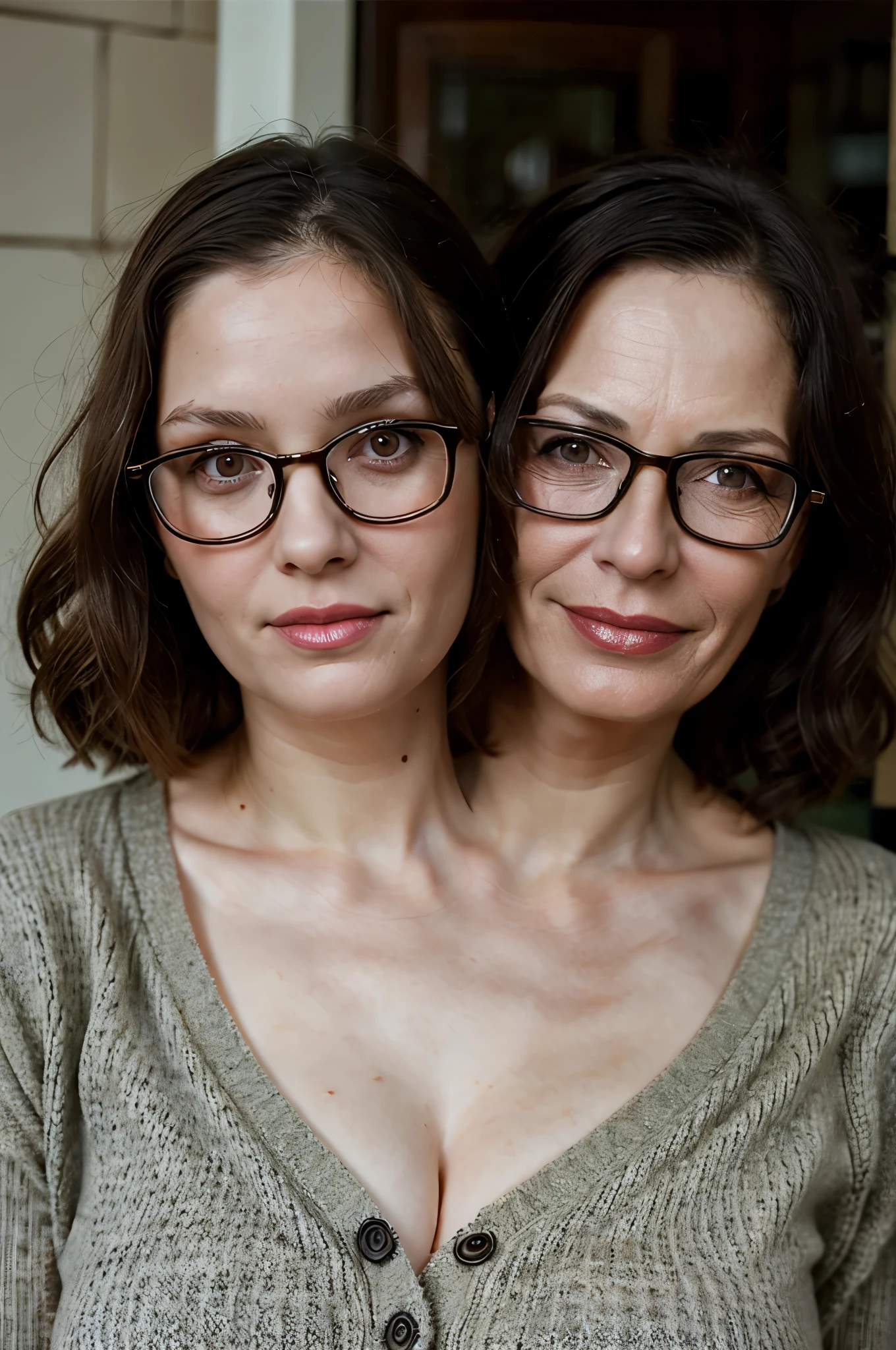 age 48, sexy, German, glasses, gentle makeup, healthy skin,
