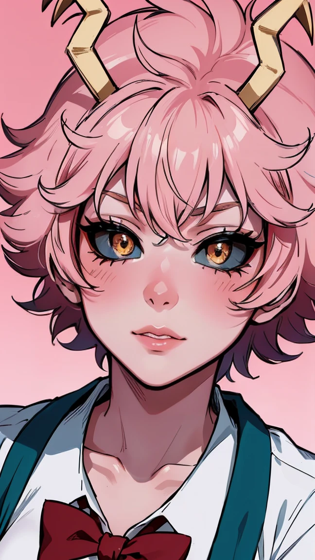 (best quality:1.3), (4k quality), 1 mature woman, Mina Ashido by boku no hero, school uniform, ((Detailed face)), (blush),