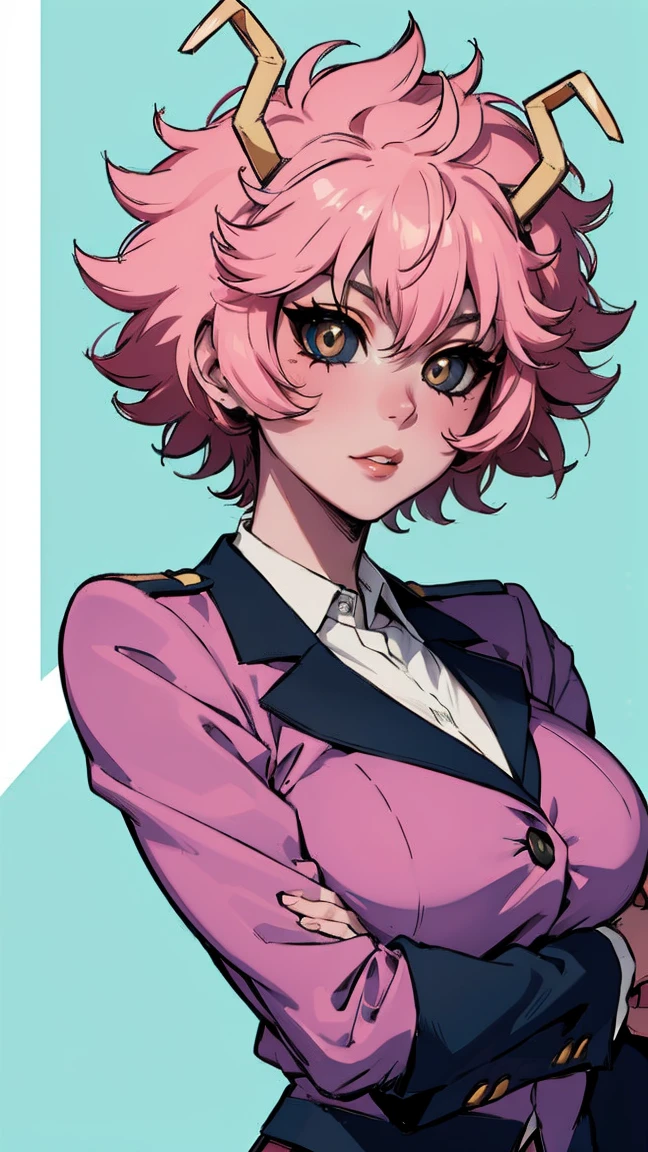 (best quality:1.3), (4k quality), 1 mature woman, Mina Ashido by boku no hero, school uniform, ((Detailed face)), (blush), whole body