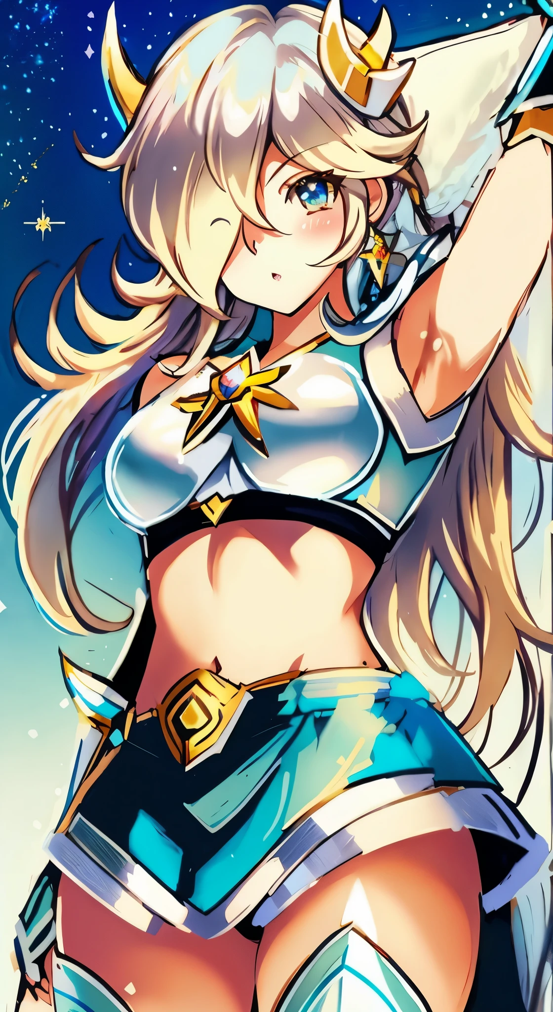 Rosalina wearing pegasus armor from CDZ, Pegasus armor from Saint Seiya, white armor, Rosalina perfect face, perfect pegasus armor, ultra detailed pegasus armor