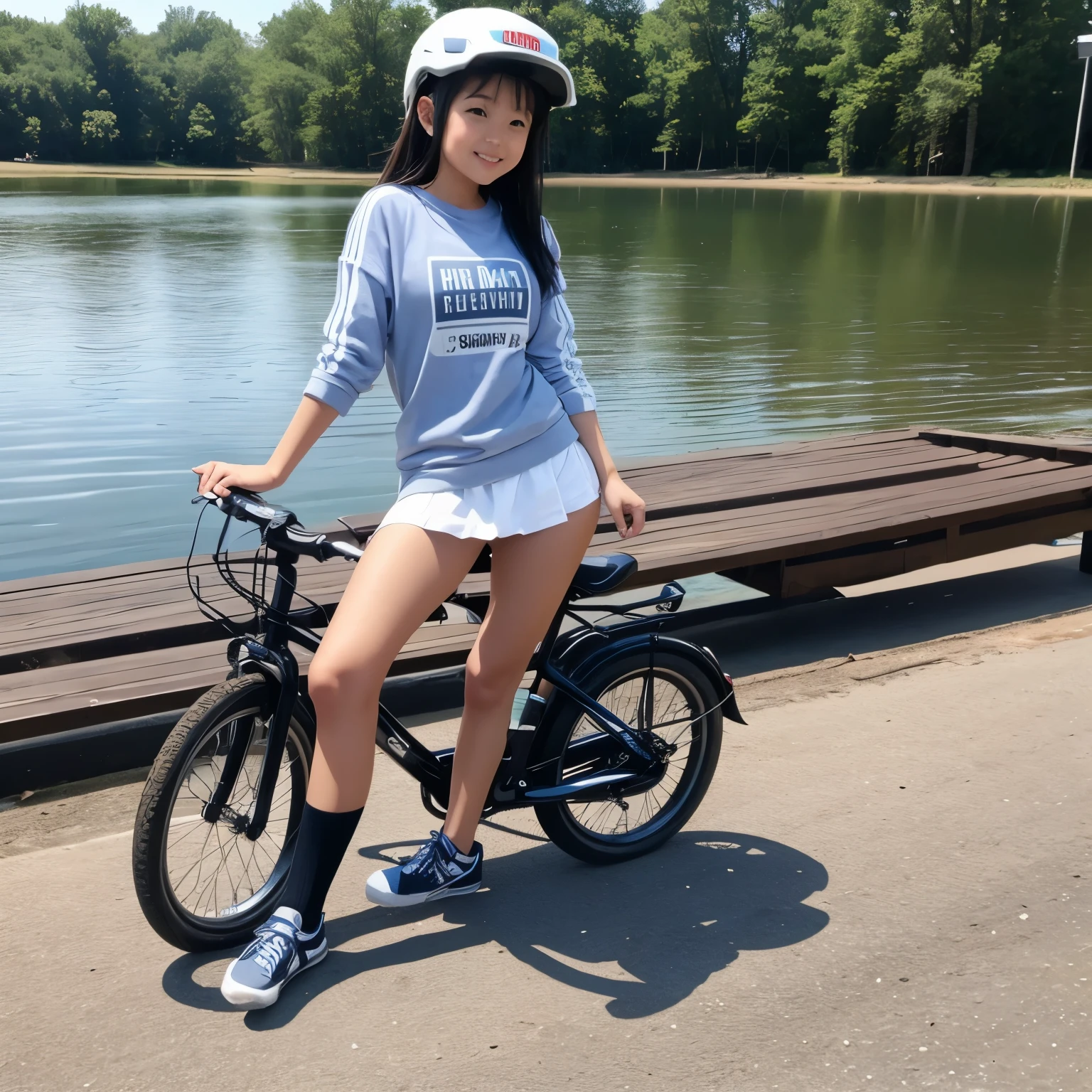 Riding a tricycle for children、Thin underwear figure、high school girl、peace