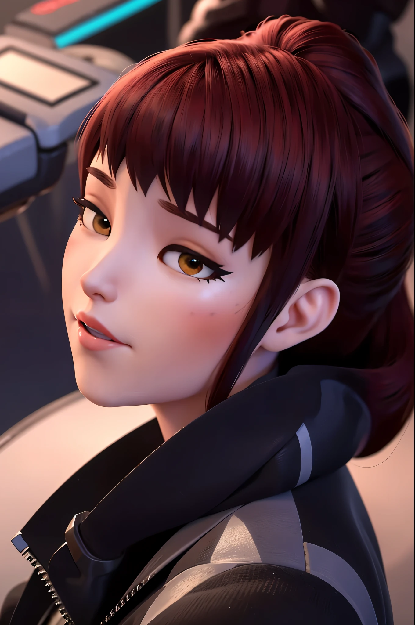 realistic, realism, photorealism, photo-realistic, high contrast, (photorealistic:1.4), 8k high definition detailed realistic, (best quality, masterpiece:1.2), NSFW, photon mapping, radiosity, physically-based rendering, best quality, highly detailed, 1girl,owdva, d.va \(overwatch\),full body, baseball cap, ponytail, ((outside)),