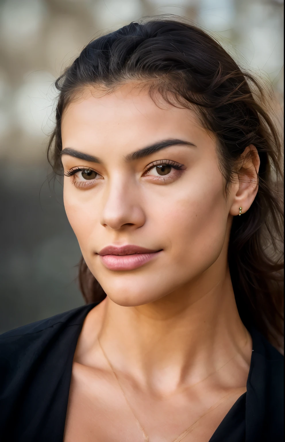 high angle photo of a beautiful young girl in the style of Stefan Kostic,abdomen,  Textura de pele realista, olha para cima,moletom preto, 1 / Corte de 2 corpos, 8 5mm art lenses, f1. 2, sharp focus, 8K high definition, incrivelmente detalhado, intricado, elegante, arte de Stanley Lau e Artgerm