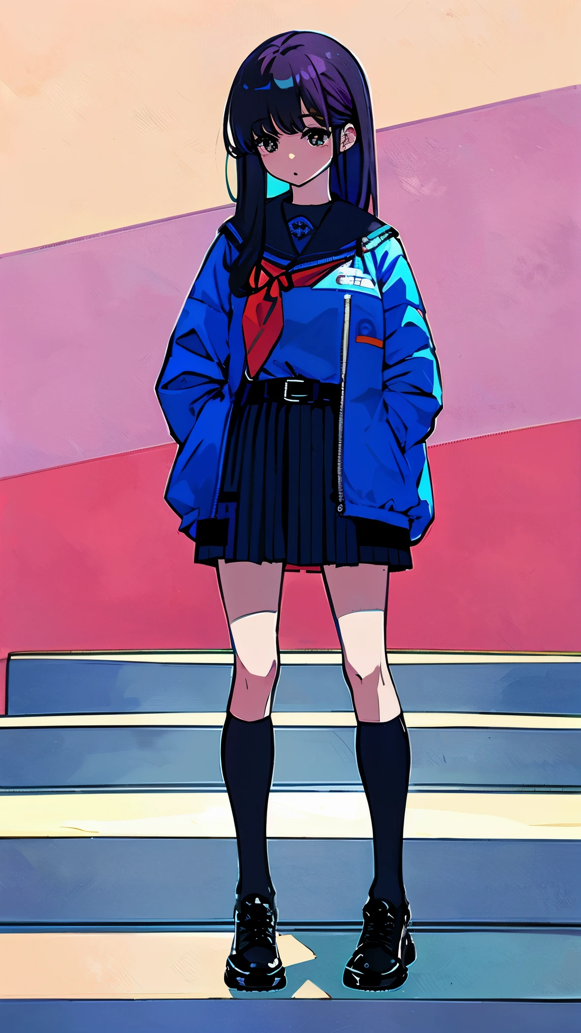((3 life-sized photos of women))She has a small face and is wearing a miniskirt.。 ((press)) Has 3 girls。shirt、appear)many)combination)、Surreal Blue Uniform - S Bian Full Body、beautiful skin、gray skin、good thighs、((long legs))、((((wide mini sausage))seal belt(black socks)Only the rubber part is transparent)、(((all of)(Be sure to wear 5 negative black knee socks)))(1&39、I'll wear high heel leather boots)、Nogizaka Idol、korean idol、Invite You In 、Entertain and perform