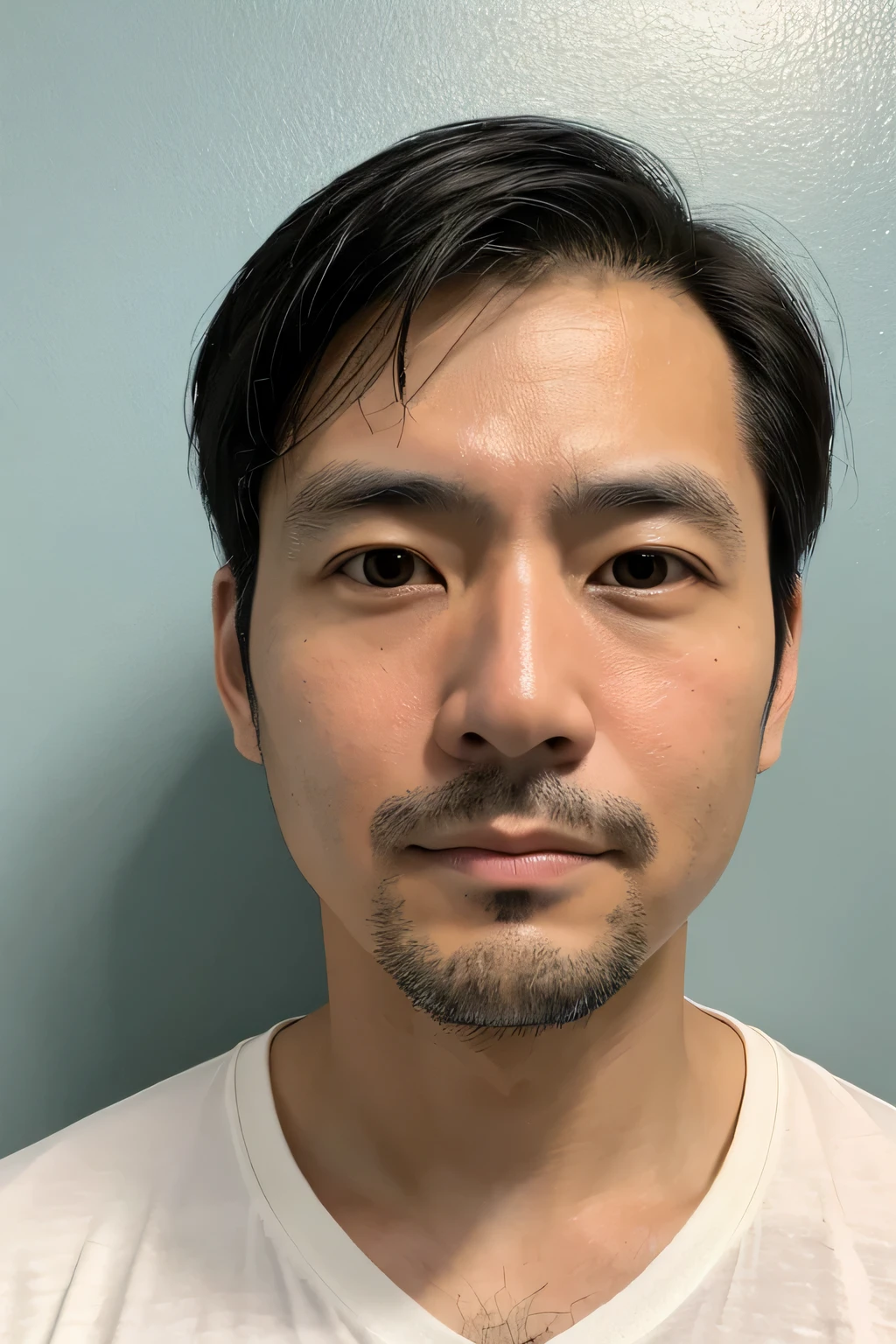 Generates a photo of a 40 year old Japanese man。. no beard. no background. Only real face photos, facing right.