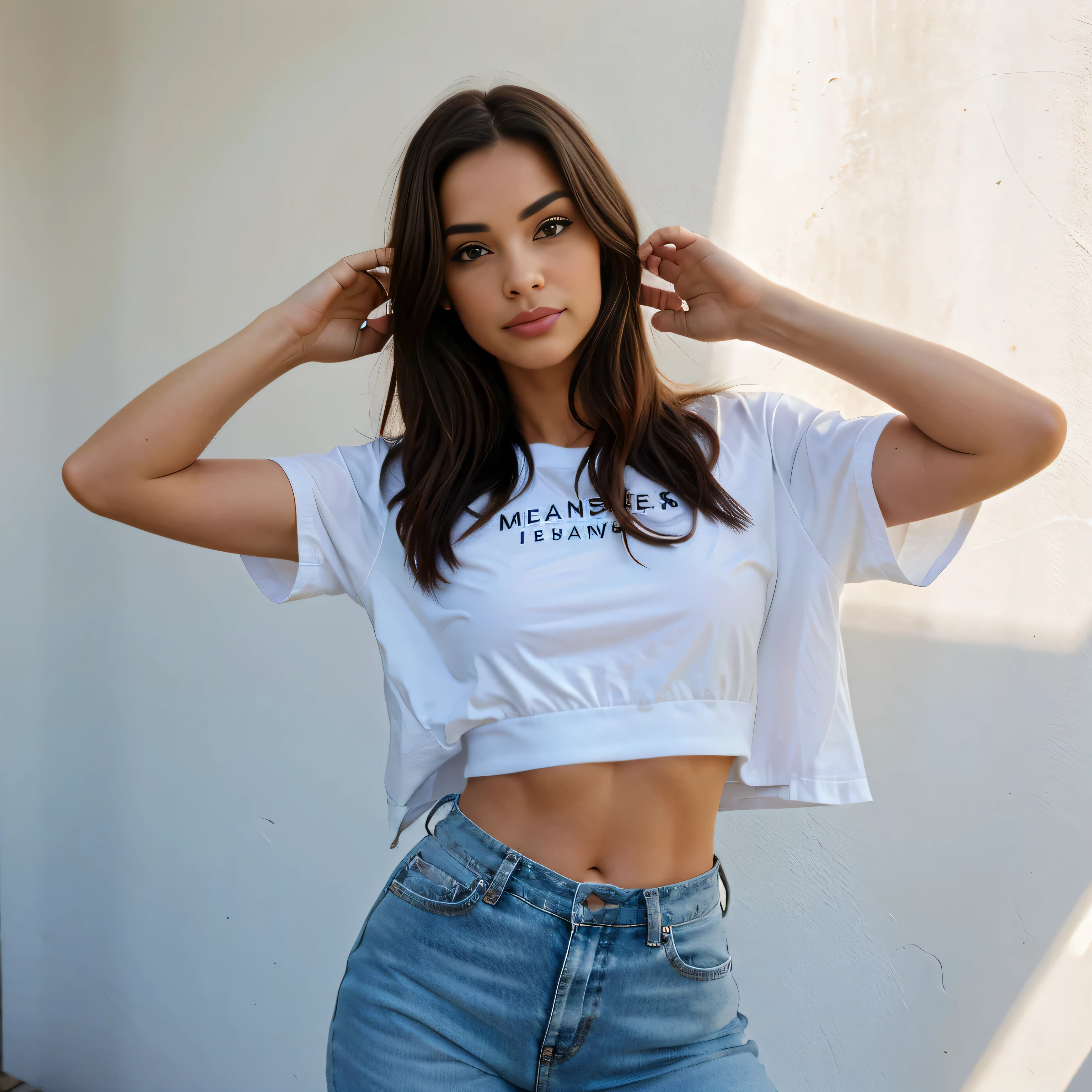 trotando con ropa deportiva, Cinematographer, mujer joven, oval jaw, rasgos delicados, cara hermosa, cabello suelto, cabello rojo real detallado, flequillo largo, ojos morados brillantes perfectamente detallados, ojos grandes definidos, tiny breast, definido, camisa con tirantes, escote pronunciado, foto realista completa piel blanca, poros visibles, foto realista, venas visibles detalladas, lunares detallados, pliegues visibles de la piel, huesos marcados, flaca, pecas, plano entero, aretes detallados, Cinematographer, enfocada,
