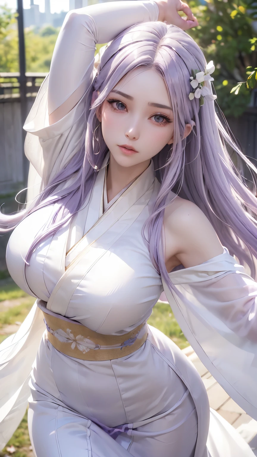 (logo、masterpiece、8k、table top、RAW photo、wonderful、最high quality、Photorealistic and hvery detailed CG integrated 8k wallpaper、high quality、very detailed、narrative poem、particle effects、dynamic effects、Depth of the bounds written、cinematic light、Lens flare、ray tracing)、fantasy、 (1 beautiful woman、white kimono、white long dress、light purple hair、beautiful face、real face、beautiful detail eyes、beautiful skin、woman dancing gracefully:1.7、woman dancing gracefully:1.7)、Hair flutters in Wind、hair bounces、髪がWindで踊る、hair jump、night、Wind、darkness、grassland、vast land、Spectacular view、美しい自然のWind景、night空、Wind、Cherry tree、Cherry blossom petals are dancing、SakuraFubuki、Falling petals