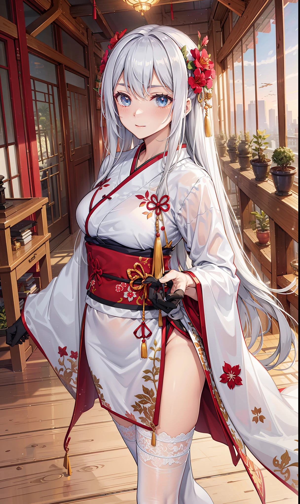 standing posture，maidennurse！dress， 穿着dress， 华丽的maidennurse， maidennurse装， maidennurse装， 魔法森林中的maidennurse， 穿着maidennurse， 动漫女孩穿着maidennurse装， Wearing beautiful white