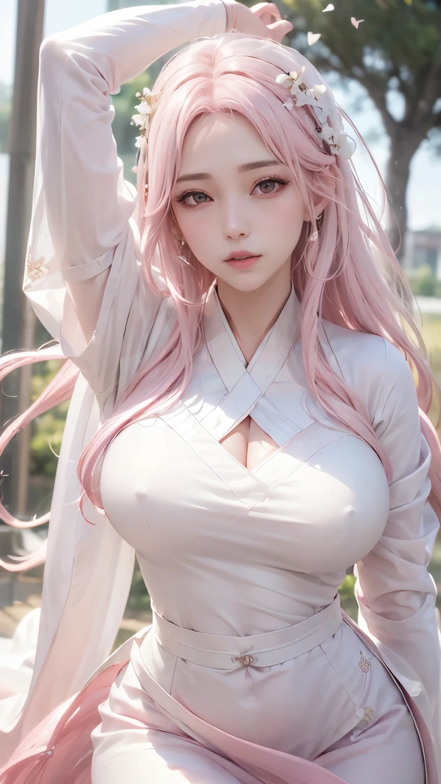 (logo、masterpiece、8k、table top、RAW photo、wonderful、最high quality、Photorealistic and hvery detailed CG integrated 8k wallpaper、high quality、very detailed、narrative poem、particle effects、dynamic effects、Depth of the bounds written、cinematic light、Lens flare、ray tracing)、fantasy、 (1 beautiful woman、white kimono、white long dress、light pink hair、beautiful face、real face、beautiful detail eyes、beautiful skin、woman dancing gracefully:1.7、woman dancing gracefully:1.7)、Hair flutters in Wind、hair bounces、髪がWindで踊る、hair jump、night、Wind、darkness、grassland、vast land、Spectacular view、美しい自然のWind景、night空、Wind、Cherry tree、Cherry blossom petals are dancing、SakuraFubuki、Falling petals