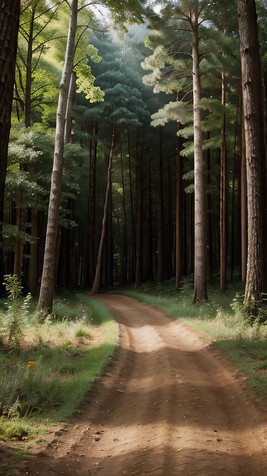 Forest Canopy: Create a scene within an ancient forest where sunlight filters through the dense canopy, illuminating a carpet of wildflowers. Capture the interplay of light and shadow.