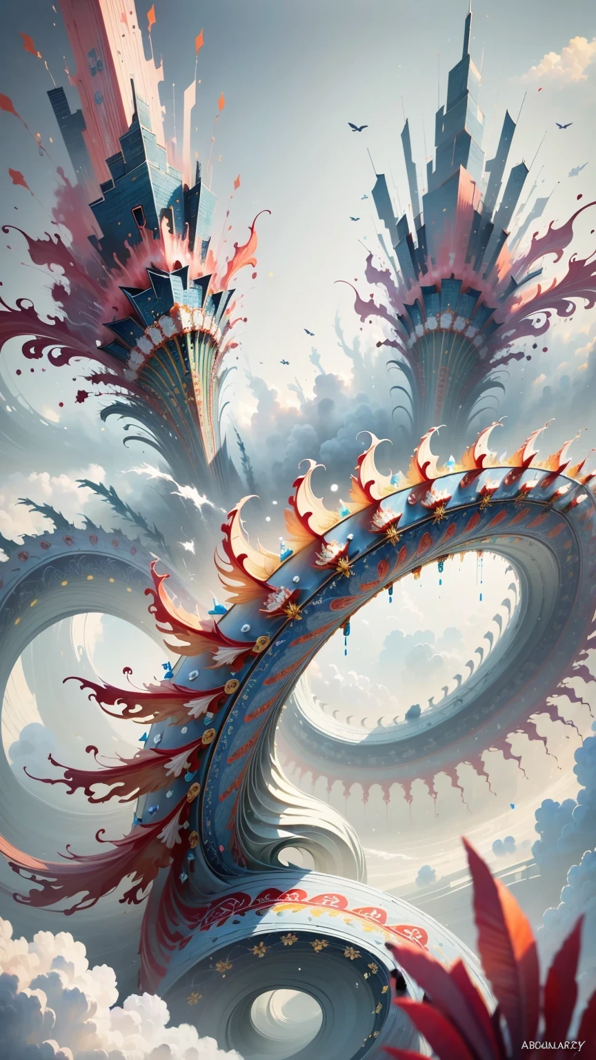 (((White cloud background))), (((high saturation))), ((Surrounded by brilliant colors)))) super detailed, Beautiful and beautiful, masterpiece, best quality, (tangled, mandala, tangled, twist), (Fractal art: 1.3), 1 girl, Very detailed, dynamic angle, cowboy shooting, Chaos in its most beautiful form, elegant, brutalist design, bright colors, romanticism, Michael Mraz, Adrian Gurney, Petra Courtright, Atmospheric, ecstatic notes, Mobile phone notes are visible