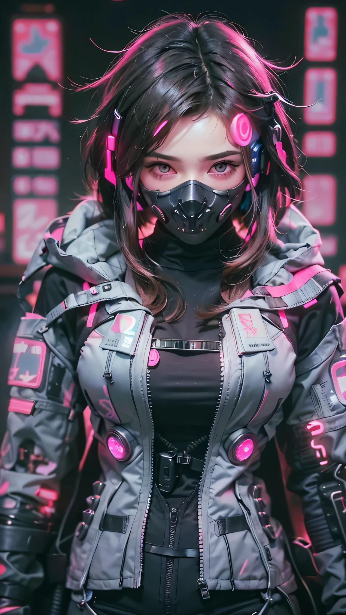 1male people、(A handsome man:1.4)、(A confident smile:1.2)、(28 age old)、(brunette color hair)、(Top image quality)、(8K picture quality)、(cyber punk perssonage)、(masutepiece)、(Wear a military uniform with a shiny cyberpunk hood1.5)、(black mechanical mask:1.5)(A confident smile:1.2)、(head shot photo)、(large breasts:1.5)、cinematric light, Cinema Shadow, Sharp images, Extremely detailed, volumetr, bright sprite, Particle effect, beautiful effects, Vivid colors, neonlight, (pink neon lights:1.5), Highly detailed image textures, detailed hairs, Detailed face, Detailed eyes, (Cyberpunk Shibuya:1.5)、Dark hair、Flashing red light、beautiful effects, Vivid colors, Highly detailed image textures, detailed hairs, Detailed eyes,(cyberpunk city landscape:1.5)、