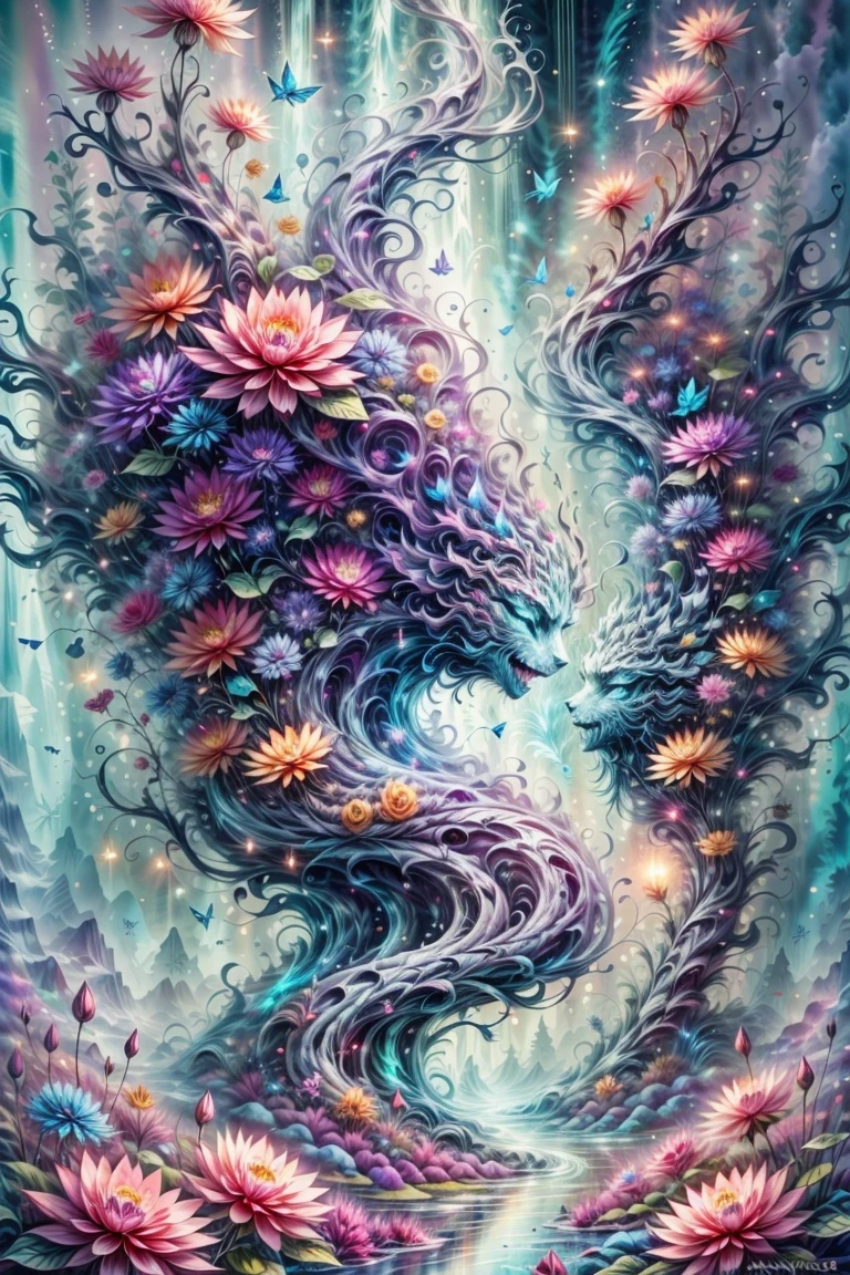 Fantasy 00d, dark fantasy style, Bioluminescent Phoenix, Focus from the side, kaleidoscope eye effect, mysterious water, In a frozen sports lake, bioluminescent pixels glow, Glowing neon splash energy, Cosmic sensation, Intense graffiti background alcohol ink, Colorful particle light, extremely high resolution, (((Render radiosity in stunning 32K resolution:1.3))), beautiful details, Beautiful texture, Everything is clearly captured, best quality, high quality,