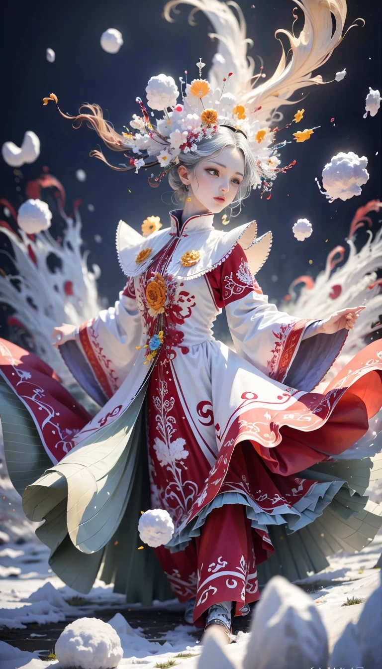 (((White cloud background))), (((high saturation))), ((Surrounded by brilliant colors)))) super detailed, Beautiful and beautiful, masterpiece, best quality, (tangled, mandala, tangled, twist), (Fractal art: 1.3), 1 girl, Very detailed, dynamic angle, cowboy shooting, Chaos in its most beautiful form, elegant, brutalist design, bright colors, romanticism, Michael Mraz, Adrian Gurney, Petra Courtright, Atmospheric, ecstatic notes, Mobile phone notes are visible