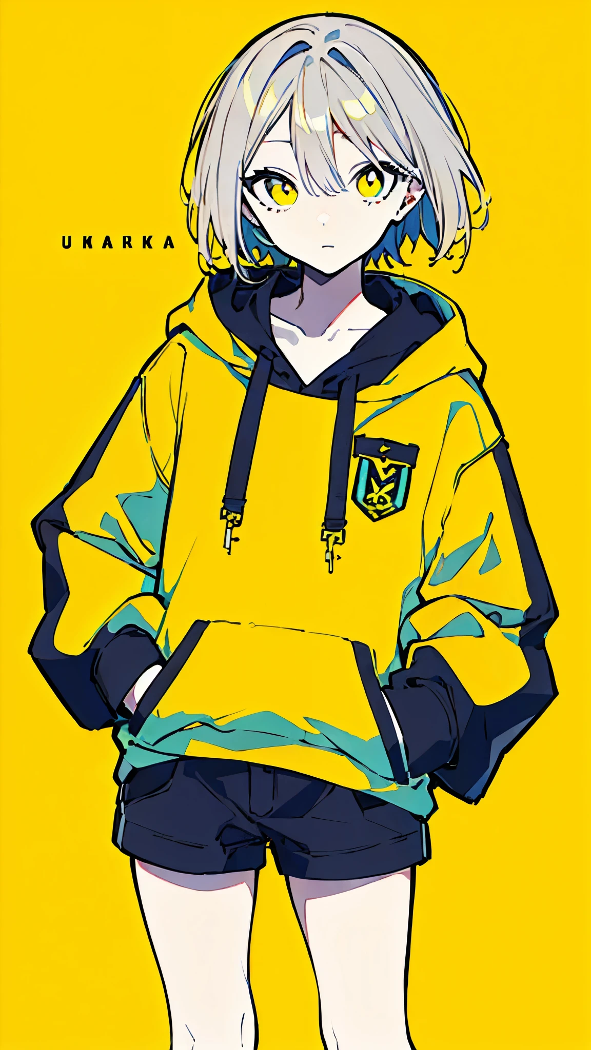 (masterpiece, highest quality:1.6), alone, thick outline, (simple background, Dark yellow background, monochrome, dark yellow theme:1.2), official art, Key Visual, 8k, confused, whole body, (unique hair, oversized hoodie, hot pants, arch back, short torso:1.2), belly button, thighs, cowboy shot, HDR, sharp focus, High resolution, most detailed, very detailed, Super detailed, finely, detailed eyes and face, sharp pupils, realistic student, alone, yellow and gray contrast, alone, put one's hand in one's pocket