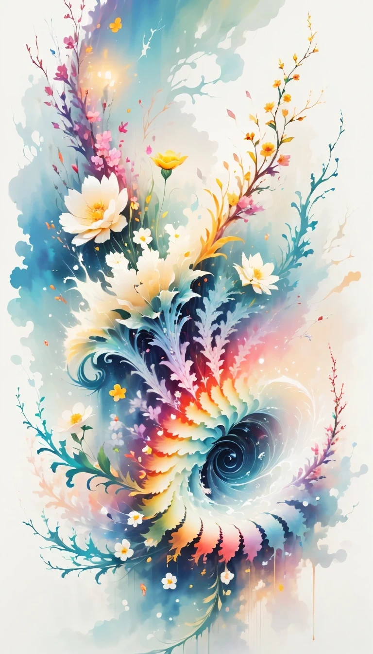 (((White cloud background))), (((high saturation))), ((Surrounded by brilliant colors)))) super detailed, Beautiful and beautiful, masterpiece, best quality, (tangled, mandala, tangled, twist), (Fractal art: 1.3), 1 girl, Very detailed, dynamic angle, cowboy shooting, Chaos in its most beautiful form, elegant, brutalist design, bright colors, romanticism, Michael Mraz, Adrian Gurney, Petra Courtright, Atmospheric, ecstatic notes, Mobile phone notes are visible