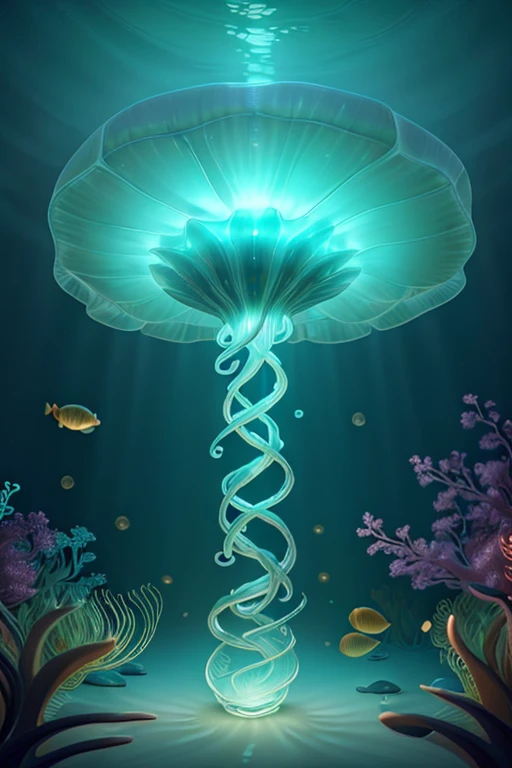 best quality,ultra-detailed,realistic,photorealistic:1.37,jellyfish in the deep sea,Jellyfish illuminated by bioluminescent glow,dreamy and ethereal,translucent and graceful,swimming gracefully in the dark,currents carrying them gently,bioluminescent trails,underwater world,ambient blue and green hues,majestic tentacles flowing mesmerizingly,delicate movements creating captivating patterns,bioluminescent creatures,otherworldly beauty,quiet and serene environment,darkness contrasting with vibrant pops of color,illuminated by specks of light,ethereal glow highlighting the intricate details,luminescent trails creating a sense of magic and mystery,surreal and enchanting,submerged in tranquility and calmness