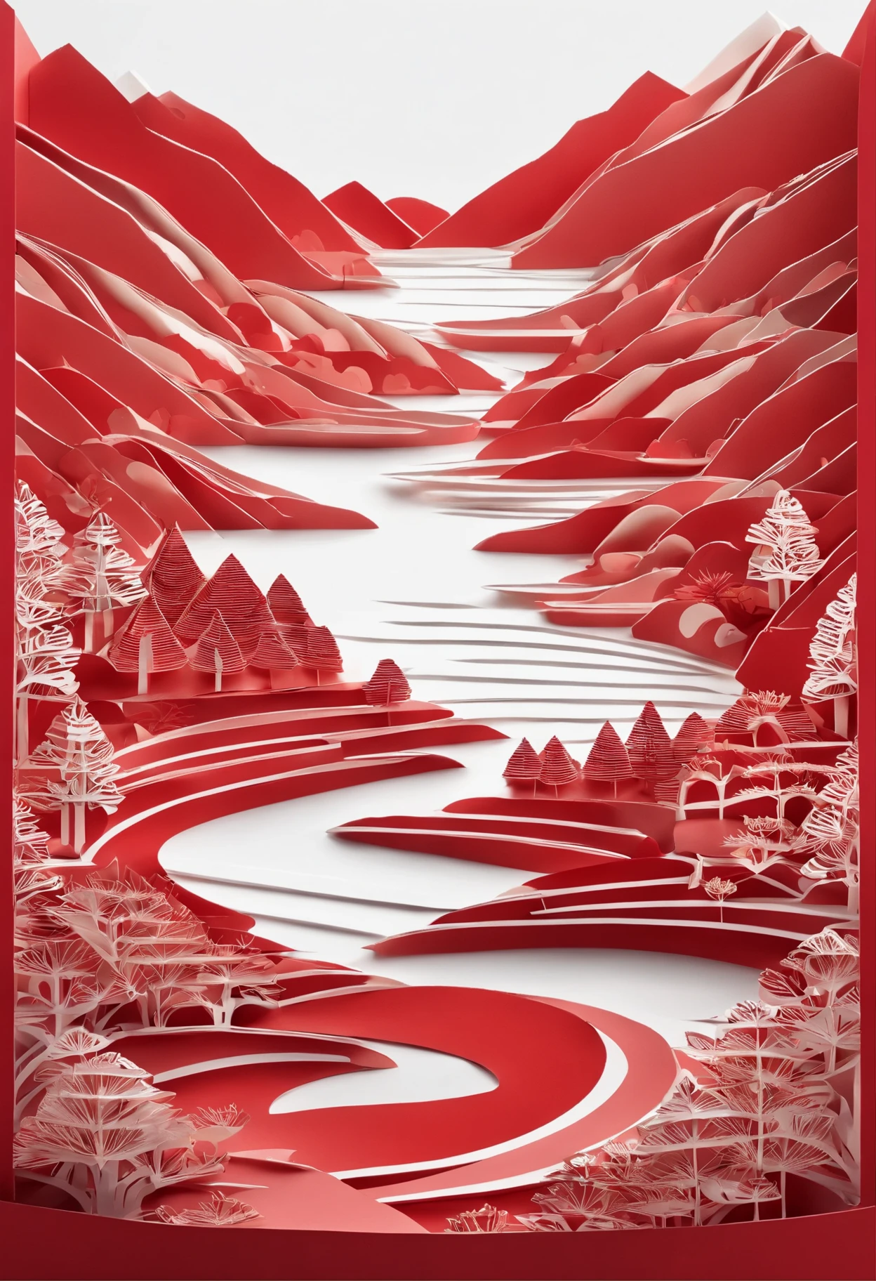 landscape，Red-white tones