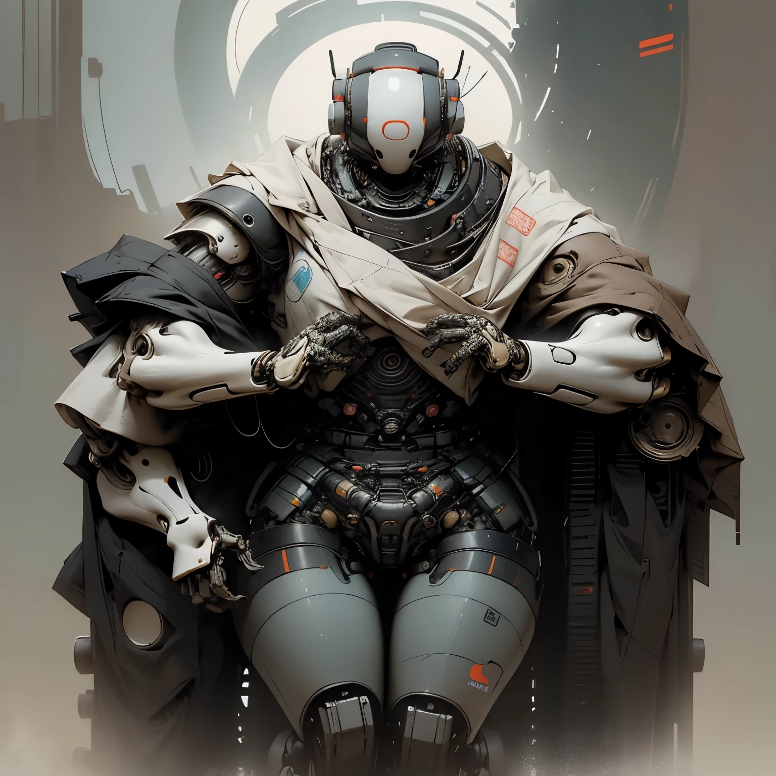 Very rotund robot, massive torso, very round, long arms, very robotic, mechanical body, big torso, like baymax, big round body, very thick legs, very bottom heavy frame